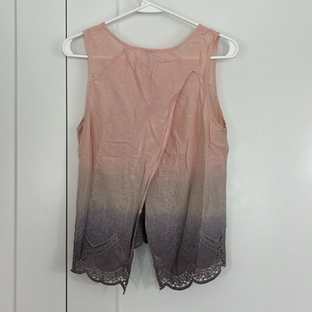 Anthropologie Aratta Medium Pink, Purple Ombre Millicent Split Back Tank Top - Picture 5 of 8